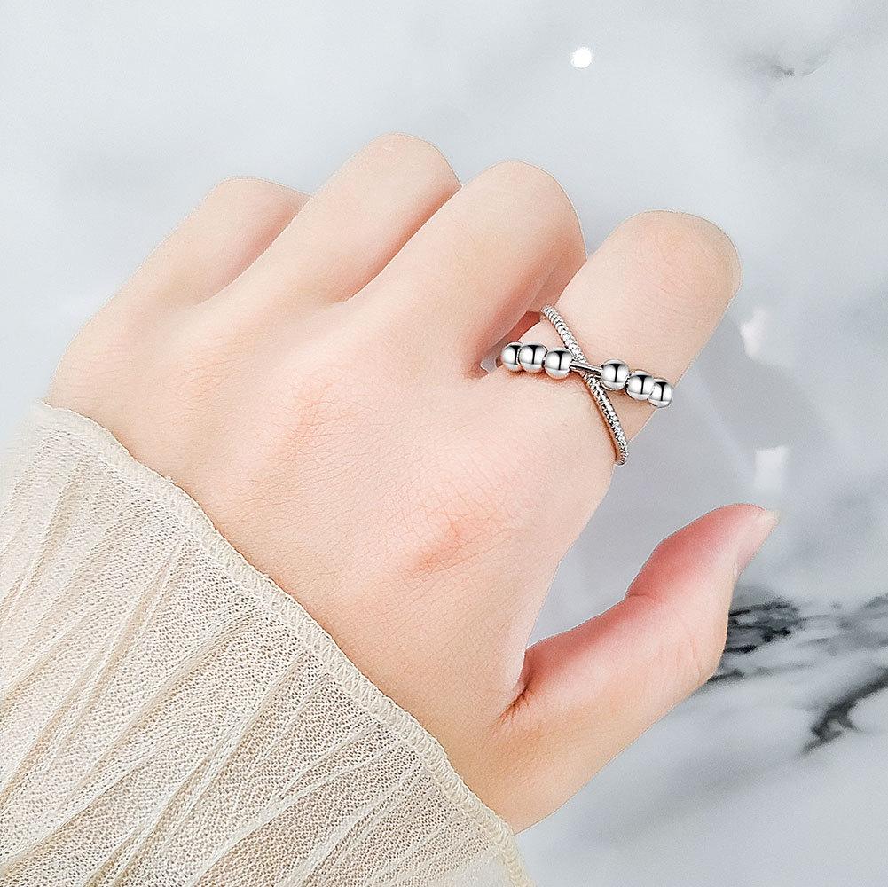 Minimalist Double Layer Cross Rotating Ring For Women Anxiety Relief Fidget Spinner Jewelry Simple Elegant Turnable Band