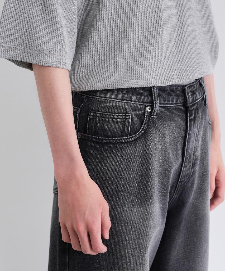MUSINSA STANDARD Scrub Washed Wide Denim Pants [Washed Black]