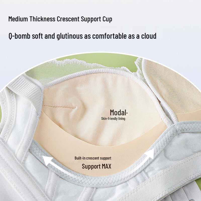 Women's Lace Push-Up Wireless Bra: Medium Thick, Anti-Sagging, Adjustable Support