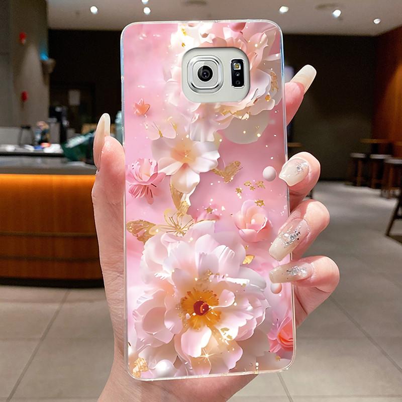 Hülle Für Samsung Galaxy S6 Edge Plus Blume Schmetterling Handyhüllen Für Samsung S5 S6 Edge+ Weiches Silikon Transparente TPU Hüllen