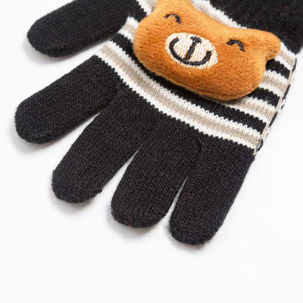 Outdoor Sports Boys Winter Warm Printed Stripe Knitting Mittens Full Finger Gloves Kids Mittens