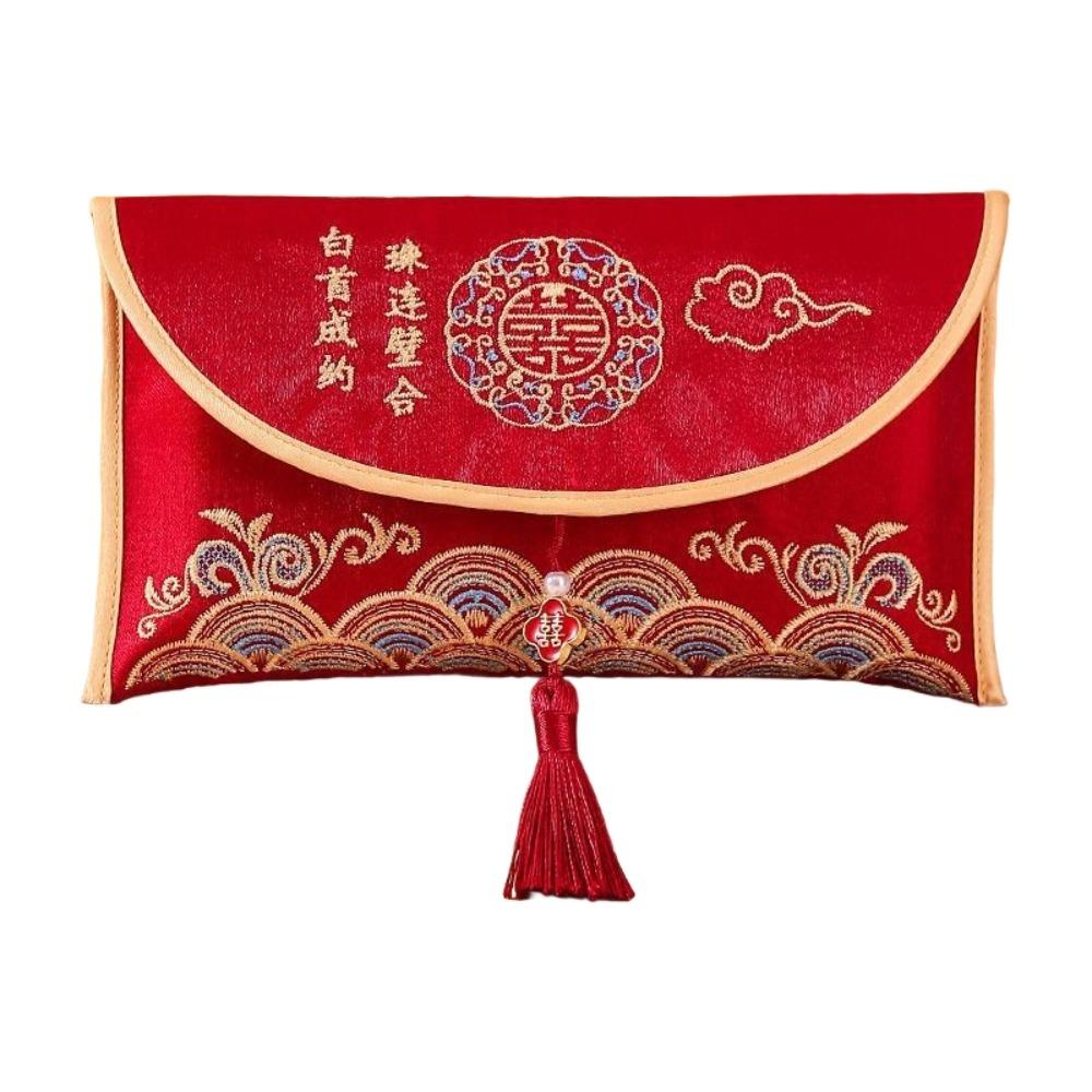 Brocade Cloth Tassel Brocade Red Envelope Spring Festival New Year Money Bag  Party Gifts