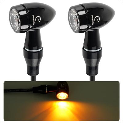 Motorcycle LED Turn Signal: CNC Process, Black Painting and Aluminum Alloy, Cannonball Type,