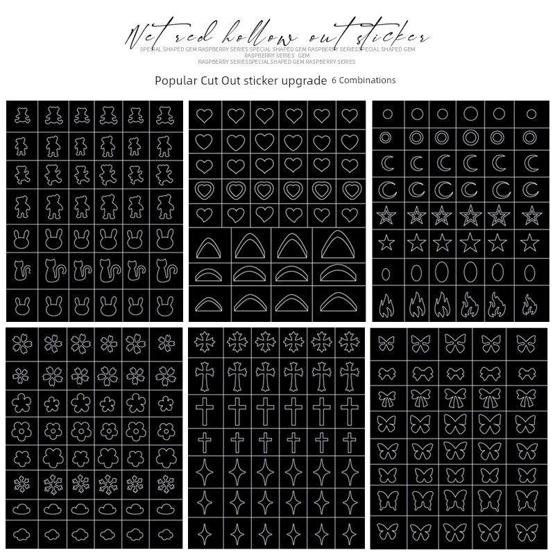 

Internet Celebrity Cut Out Sticker New Arrival Inkjet Dual-Use Template Heart Starry Sky Nail Beauty Applique Blooming Painted Nail Beauty Tools TH422 Popular Cut Out Sticker B 6