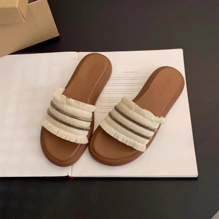 

Platform slippers women wear new fairy wind sandals in summer Bohemian vacation seaside beach shoes 40