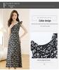 French Black Floral Puff Sleeve Camisole Dress for Women - Summer Seaside Vacation Style