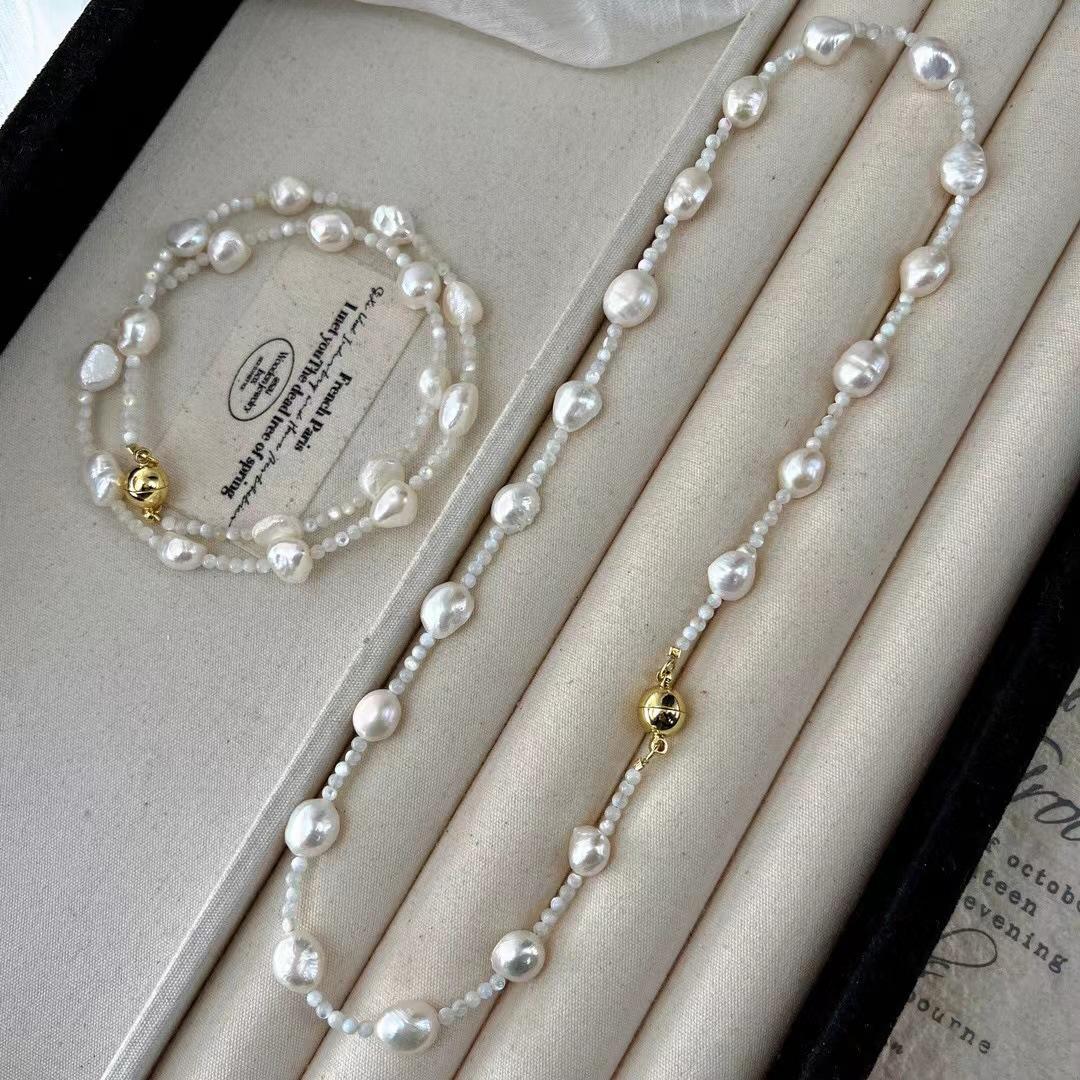 Vintage High Quality Natural Freshwater Pearl Natural Shell Gypsy Atmosphere Collarbone Chain Necklace