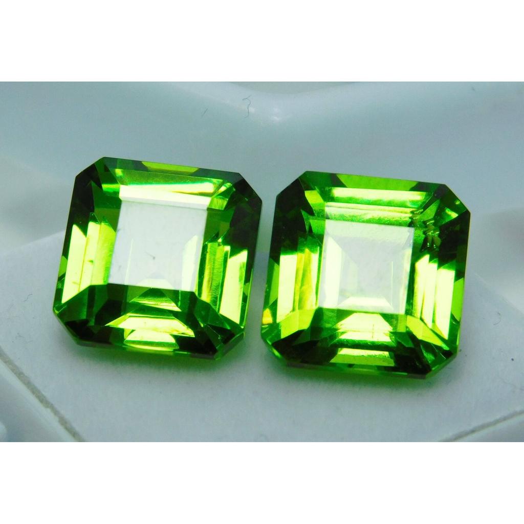 NATURAL Peridot SQUARE CUT 8 - 10 Ct Each Gemstone Best Quality Pair