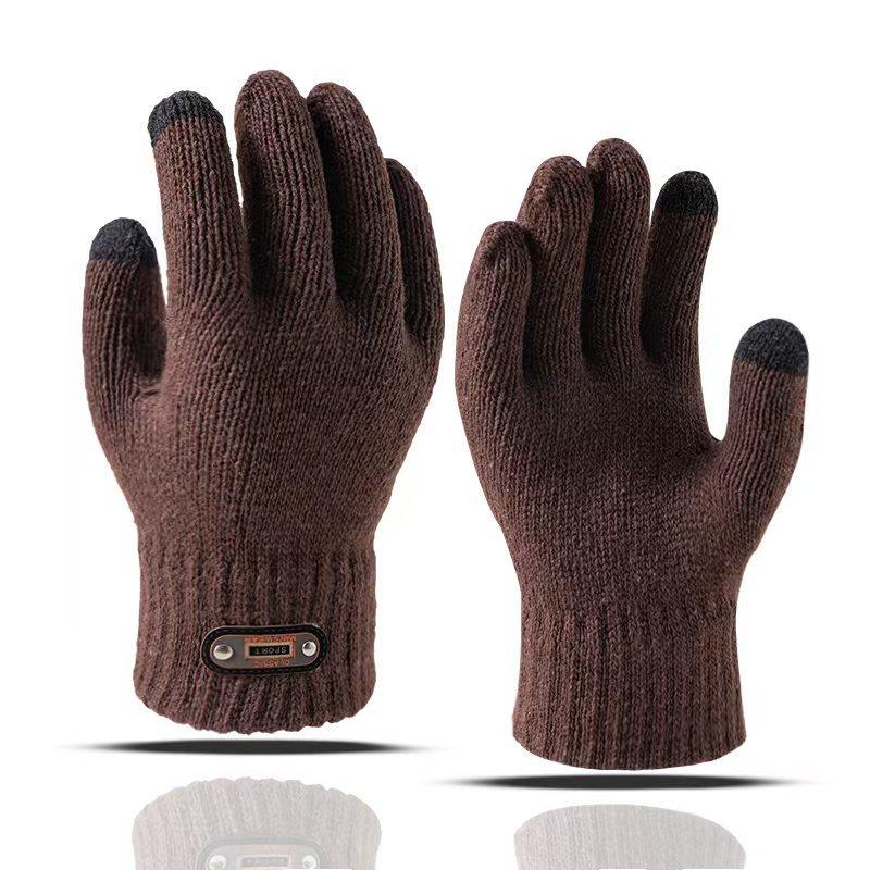 Men's gloves winter thickened warm plush wool winter cold cycling autumn and winter knitted new models
