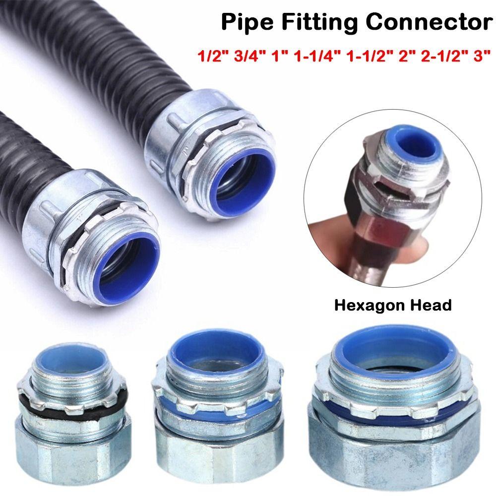 Plastic Coated Threaded Corrugated Pipe Connector Galvanized Wear Resistant Hose Joint Hexagon Head Threaded