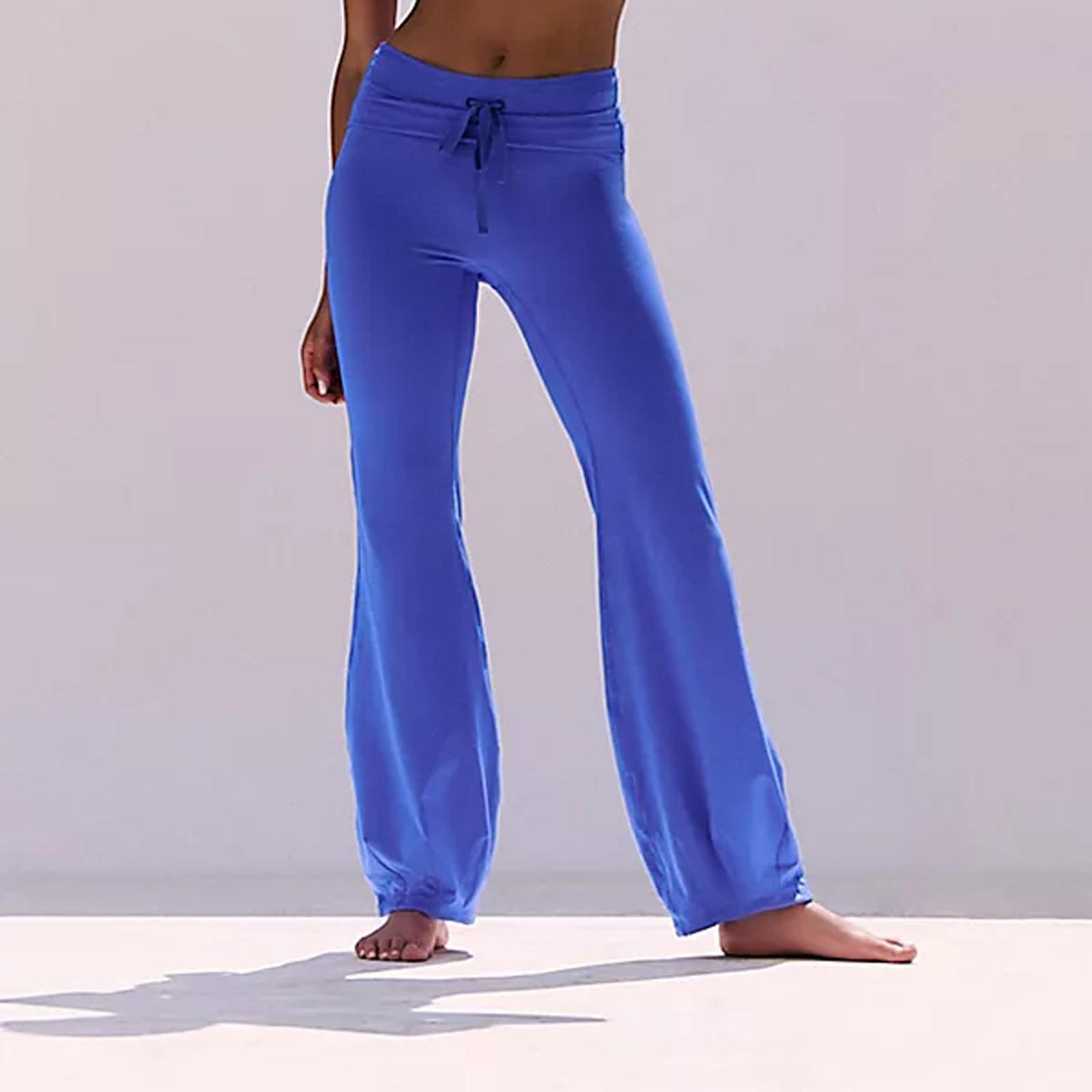 

Жіночі Еластичні Штани з Високою Талією Повсякденного Кроєння Широкі Довгі Штани З Кишенями S Темно-синій