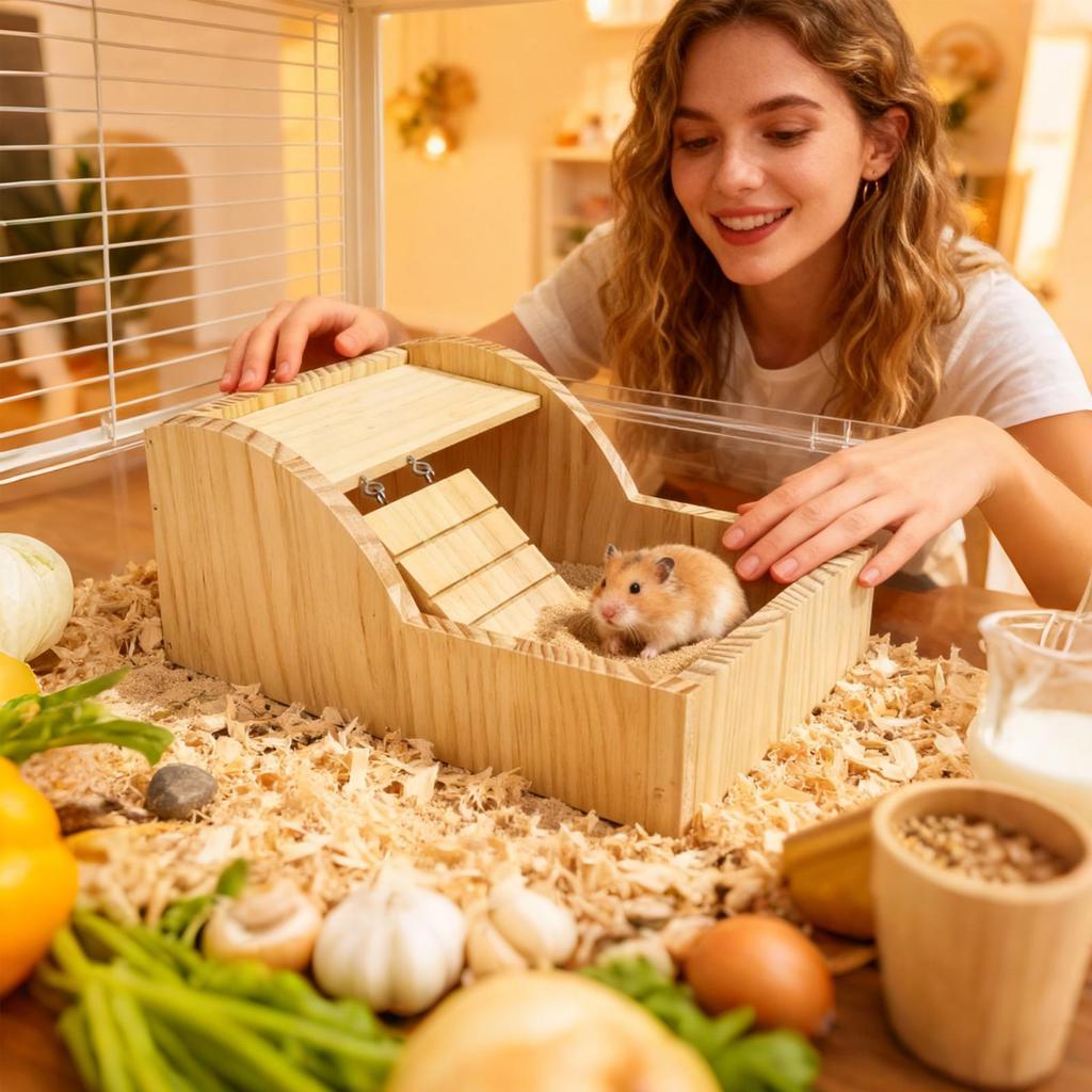 Sand Bath For Hamsters Wooden Detachable Container Chinchillas Bathing Box For Small Pets Hamsters Gerbils Chinchillas Cage