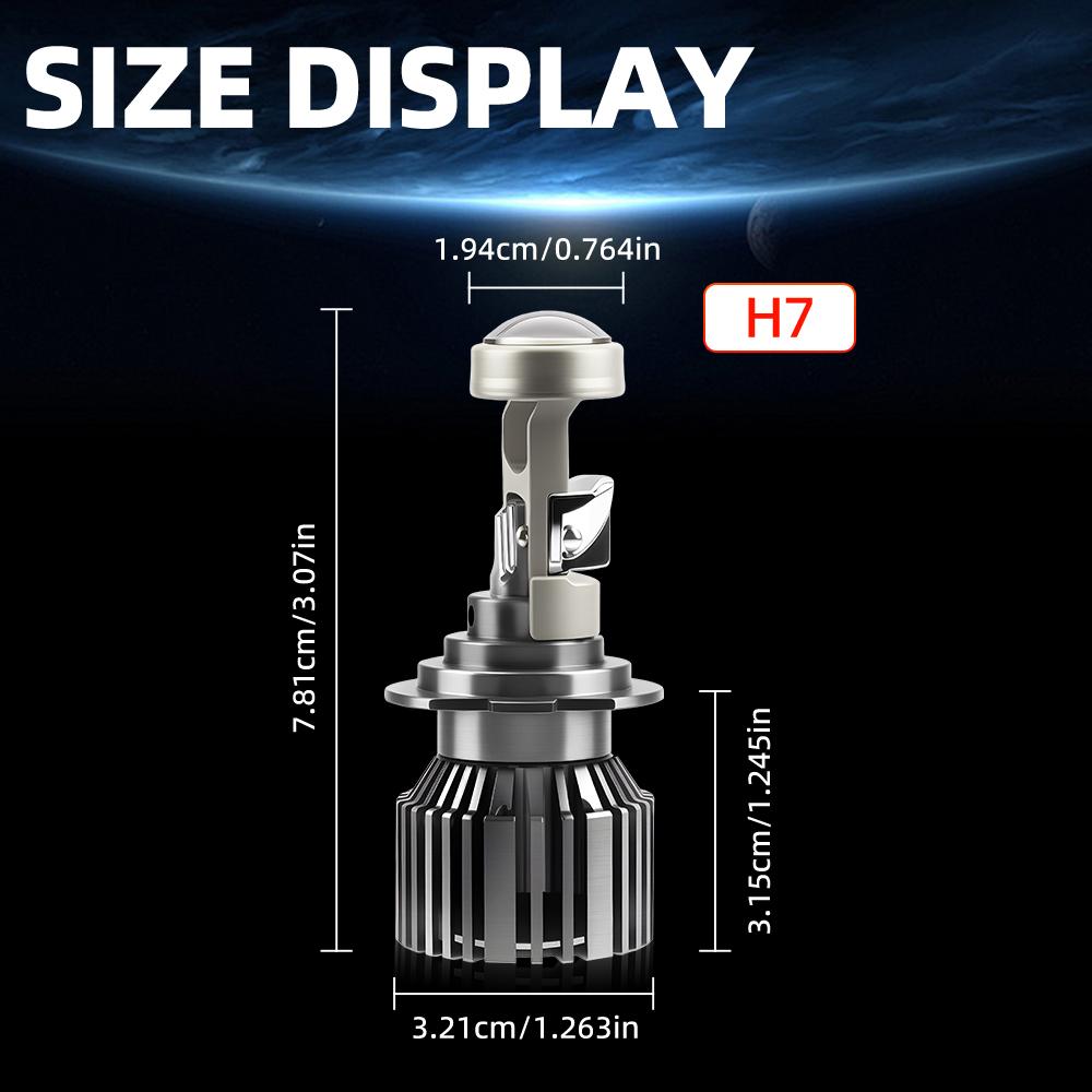 roadsun 120W 20000LM H7 Single Beam with Mini Projector Lens Canbus Car Headlight LED Projector Bulbs 6500K White