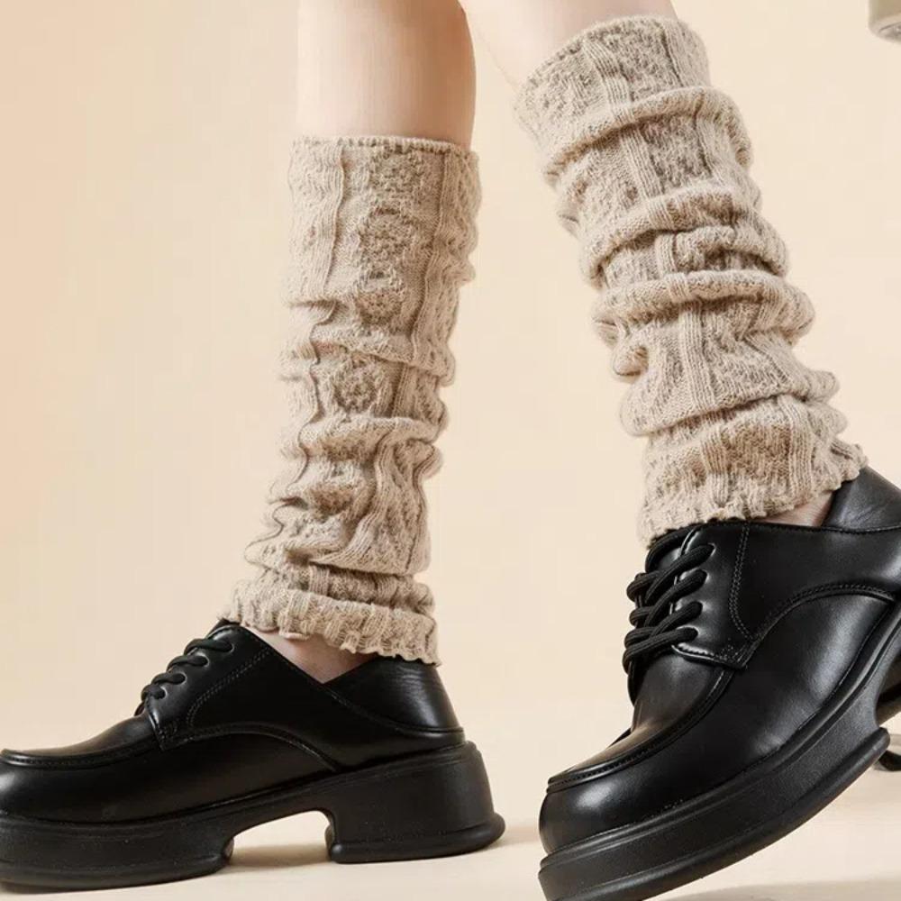Solid Color Knitted Leg Warmers Y2K Women's Leg Socks New Boot Cuffs Leggings  Winter