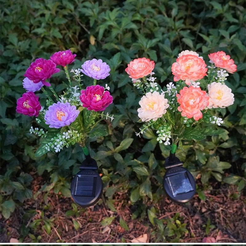 Solar Powered Flower Lights,7 Heads Snow Lotus Solar Flower Lights for Outdoor Lawn Lights for Outdoor Solar Garden light