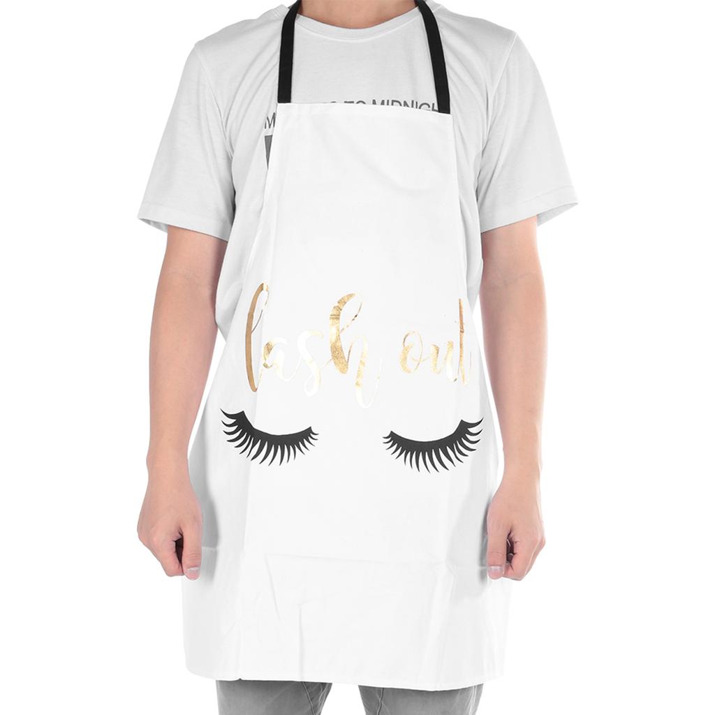 Eyelashes Gold Blocking Cooking Baking Apron for Home Kitchen Cafes White