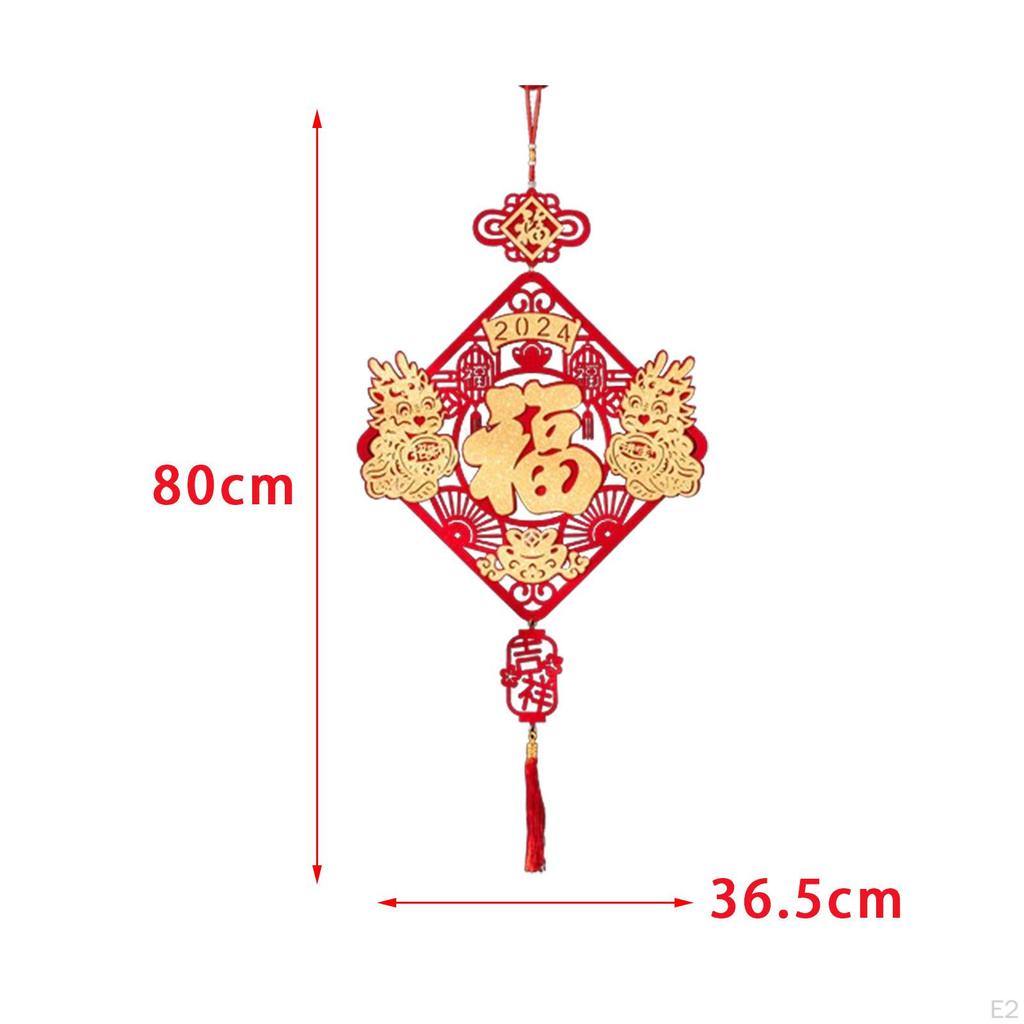 Chinese Year Hanging Decoration Charm Tassel Blessing, Traditional Fu Character for Door