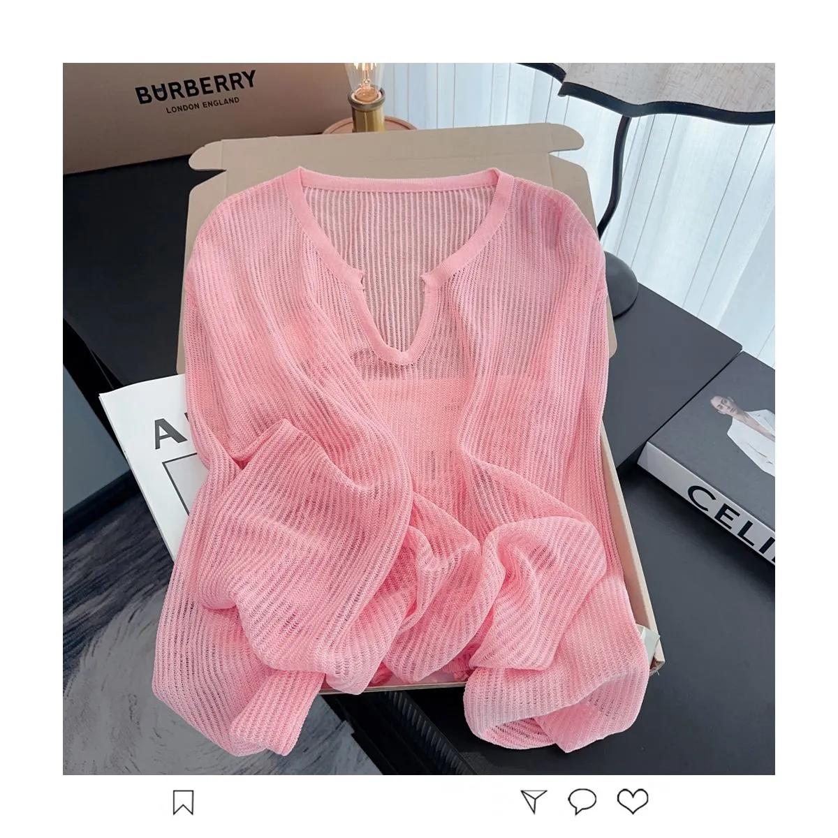 Женский полупрозрачный вязаный топ с V-образным вырезом, облегающий, из полупрозрачной ткани S