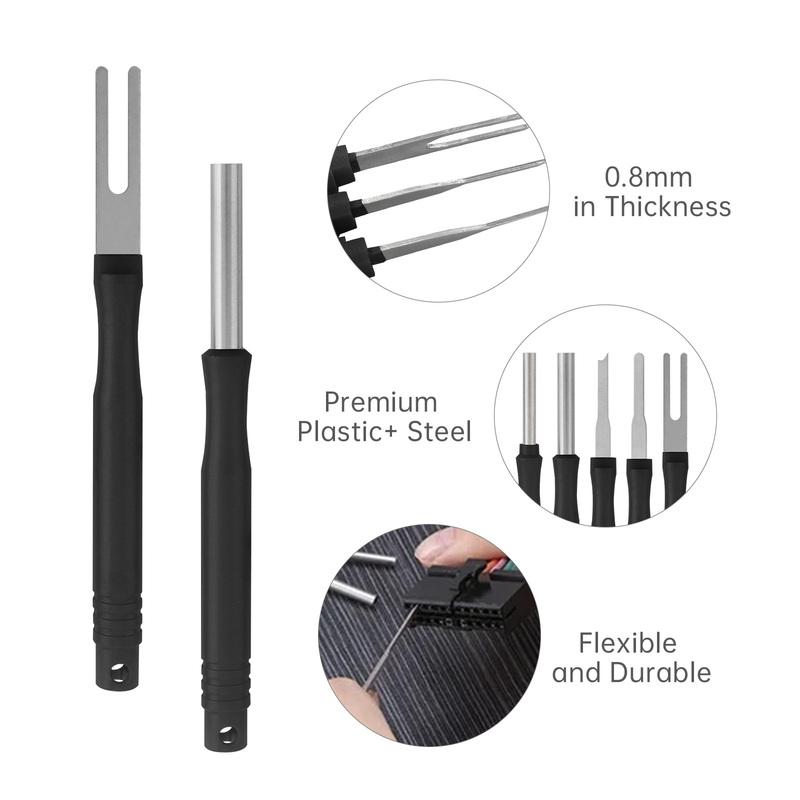 18pcs Stainless Steel Car Terminal Removal Tool Kit for Connector Electrical Pins Needle Extractor Automobile Disassembly Tools