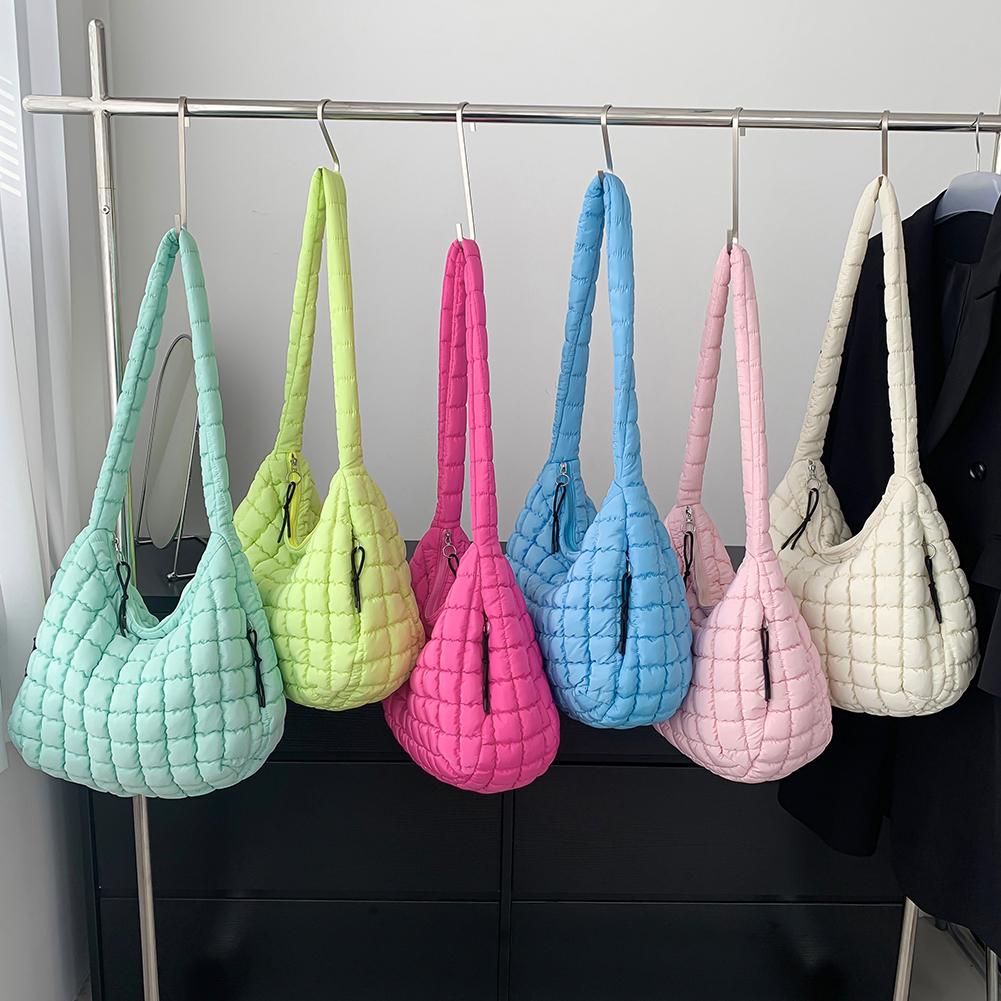 Women Cloud Hobo Bag Large Capacity Quilted Stylish Commuting Bags Solid Color Casual Satchel Bag Puffer Shoulder Bags