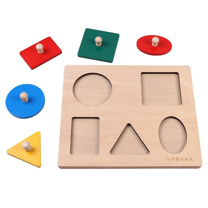 Montessori Puzzle Toys Wooden Geometric Shapes Sorting Math Colorful Preschool Learning Educational Game Baby Toddler Toys