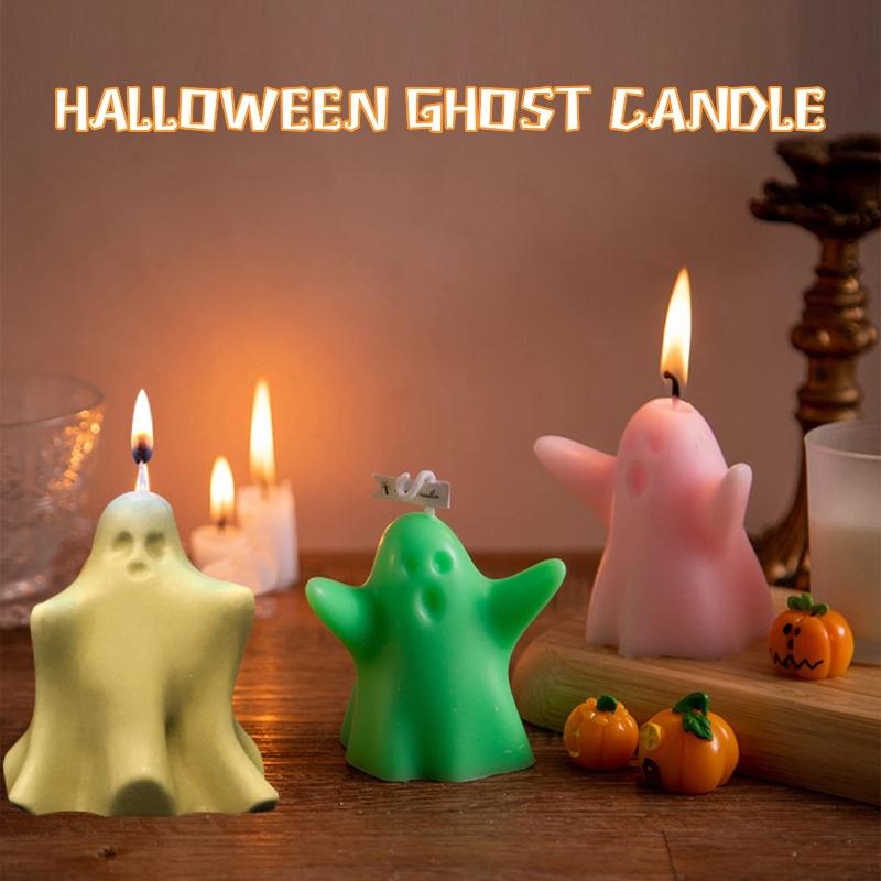 DIY Halloween Ghost Silicone Mold Aromatherapy Candle Plaster Spooky Ghost Handmade Soap Mould Halloween Decoration