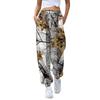 Damen Freizeithose mit Blätterdruck, Jogginghose mit Kordelzug, elastischem Bund und schmal zulaufendem Bein