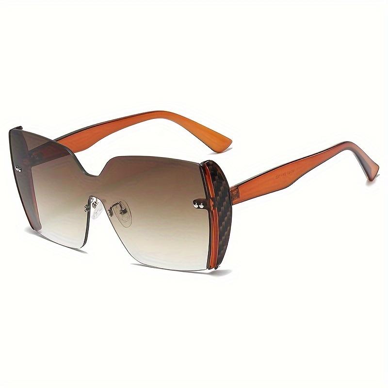 Fashion Sunglasses For Women Oversized Square Frame Retro Color Gradient Uv Blocking Single Lens Trendy Eyewear