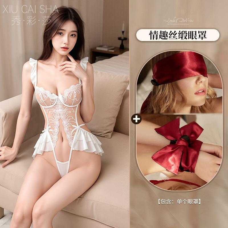 Sexy Lingerie Sexy Embroidery Lace Pajamas Free Open Jumpsuit Hot Temptation Uniform Pure Sex Products