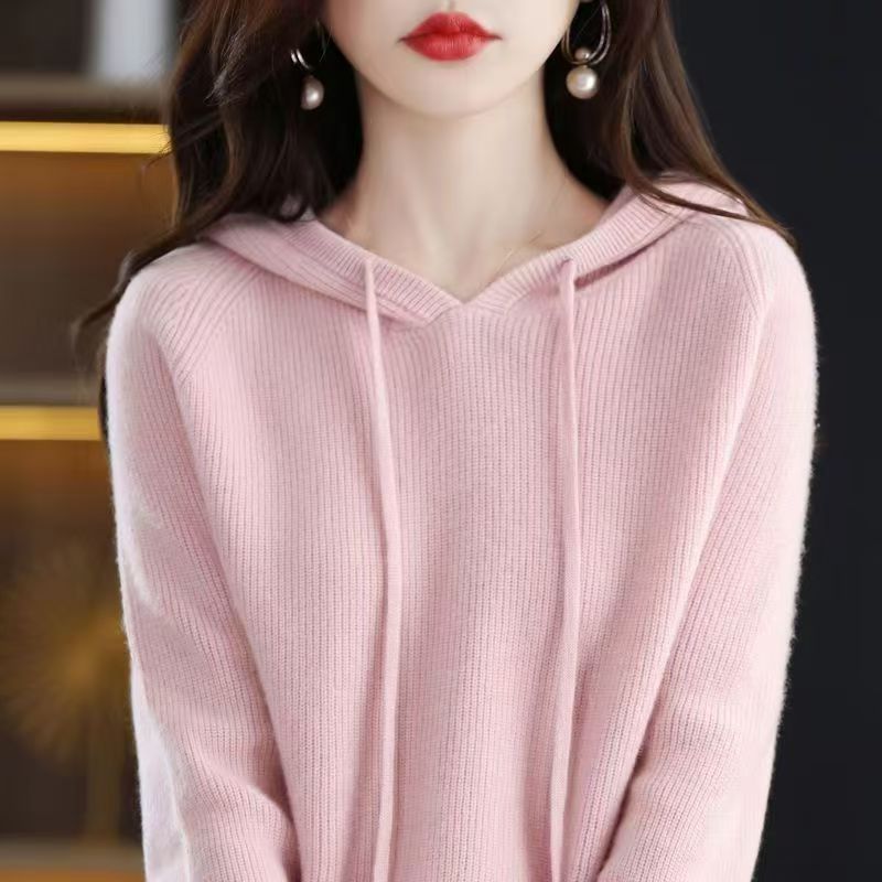 Podzimní a zimní mikina s kapucí, silná pletená mikina, volný střih, velká velikost, svrchní oděv, dámské spodní tričko, stahovací šňůrka, ležérní styl