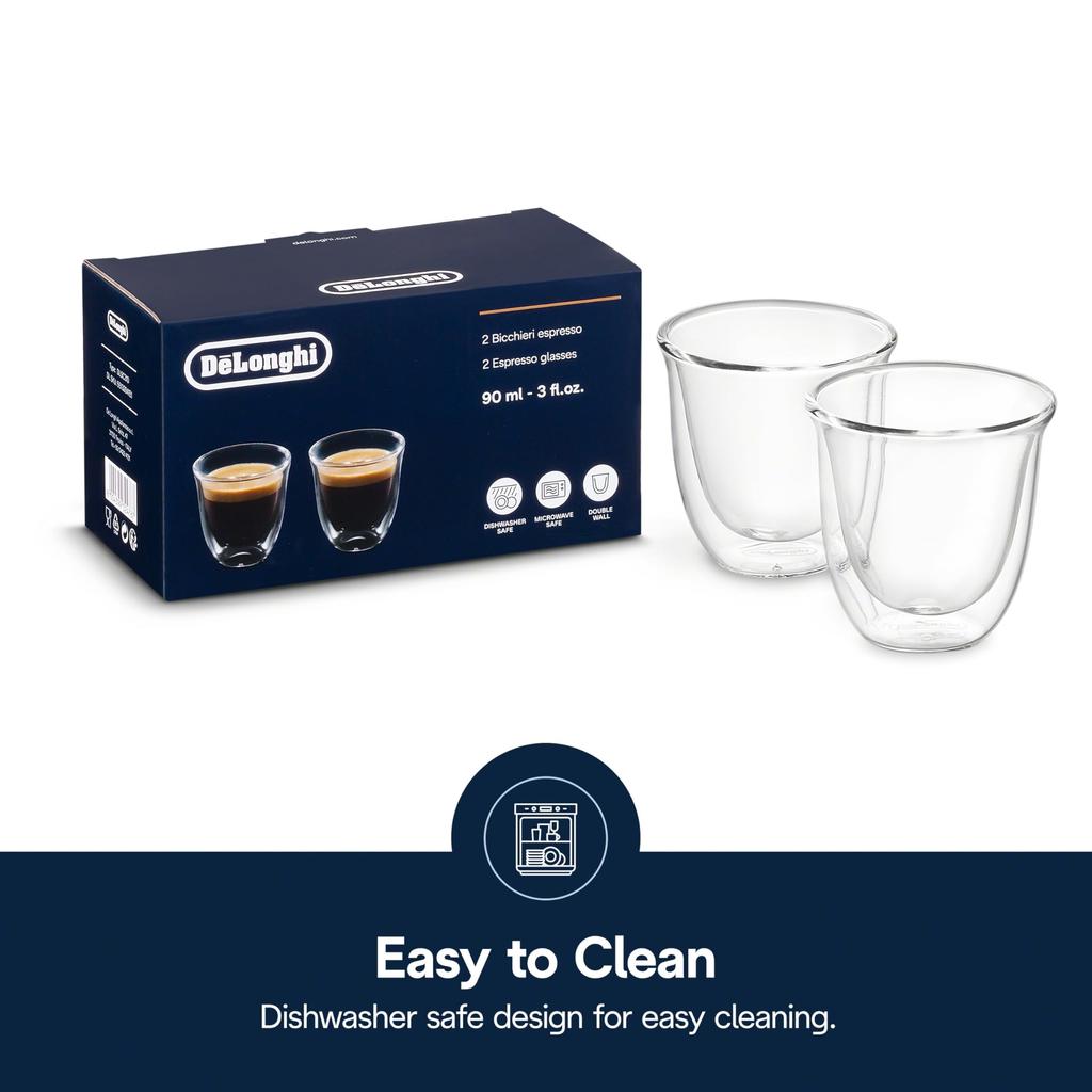 DeLonghi Double Wall Glass Espresso 60ml (Set of 2) DWG2S-060 Transparent