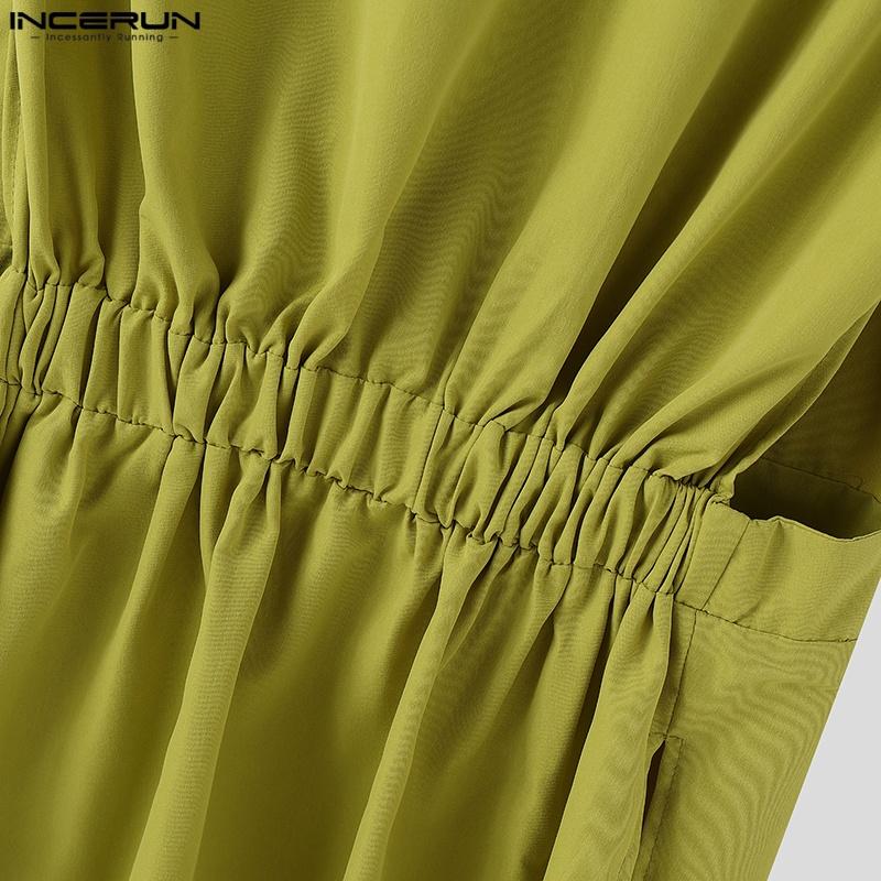 INCERUN Men Summer Buttons Stand Collar Sleeveless Cutout Casual Irregular Splits Tank Tops