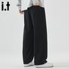 CHOCOOLATE Herren lässige Hose im japanischen Stil, locker fallend, gerade geschnitten