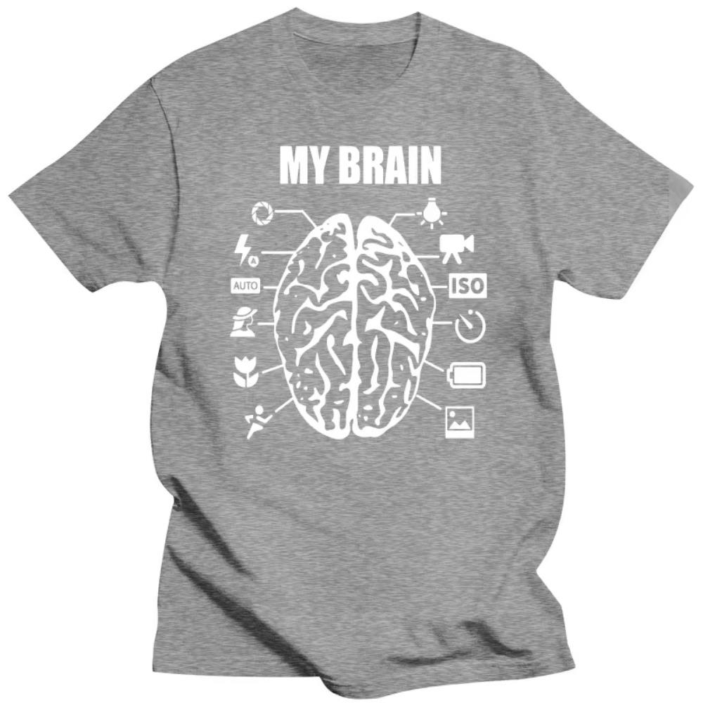 Novelty Vintage Photographer Brain T-Shirt Mens Short Sleeves Streetwear Hip Hop Printed T Shirts Top Tees