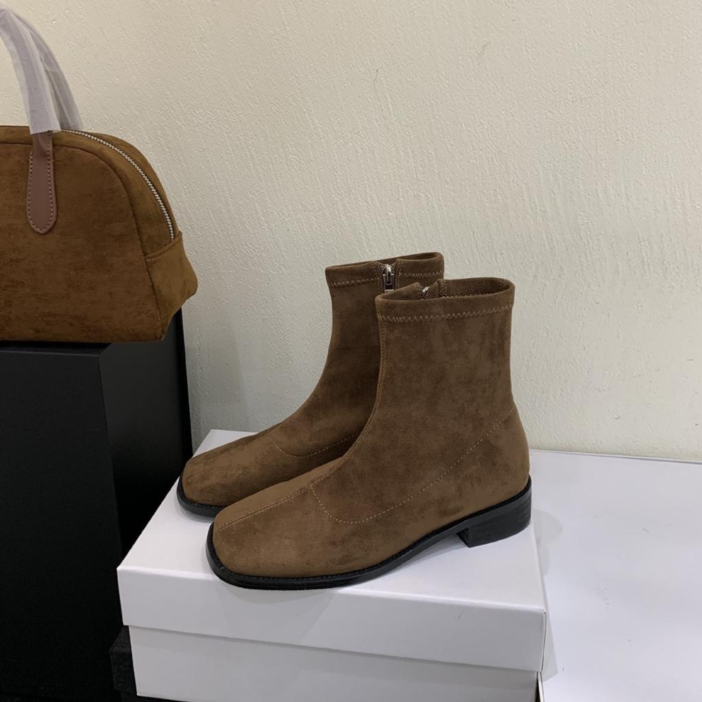 Coarse heel French British style retro square head Martin short boots women's boots autumn 2025 new