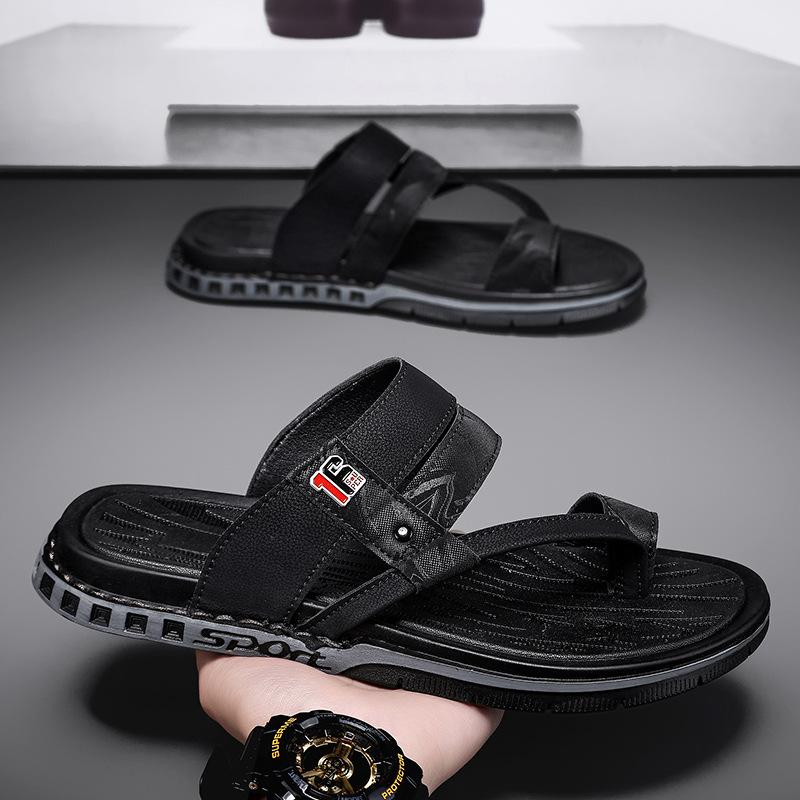 Factory straight hair Guangdong flip-flops summer wear non-slip men's slippers beach Korean version men's cold slippers