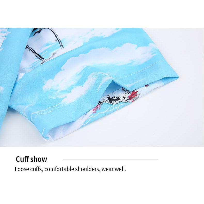 Summer Vintage Printed Shirt Men's Short Sleeve Cuban Collar Shirt Hawaiian Pattern Vintage Trendy Casual Wear Minimalist Fashion Breathable Shirt