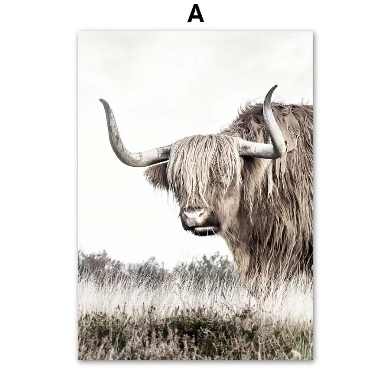 Moderní minimalistické nástěnné umění s přírodní krajinou Jak Ovce Rákosí Rýže Les HD Tisk plakátů pro dekoraci ložnice Obývacího pokoje