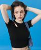 KOLEAT Women Crop Cutout Slim Ribbed Short Sleeve Tee [Black]