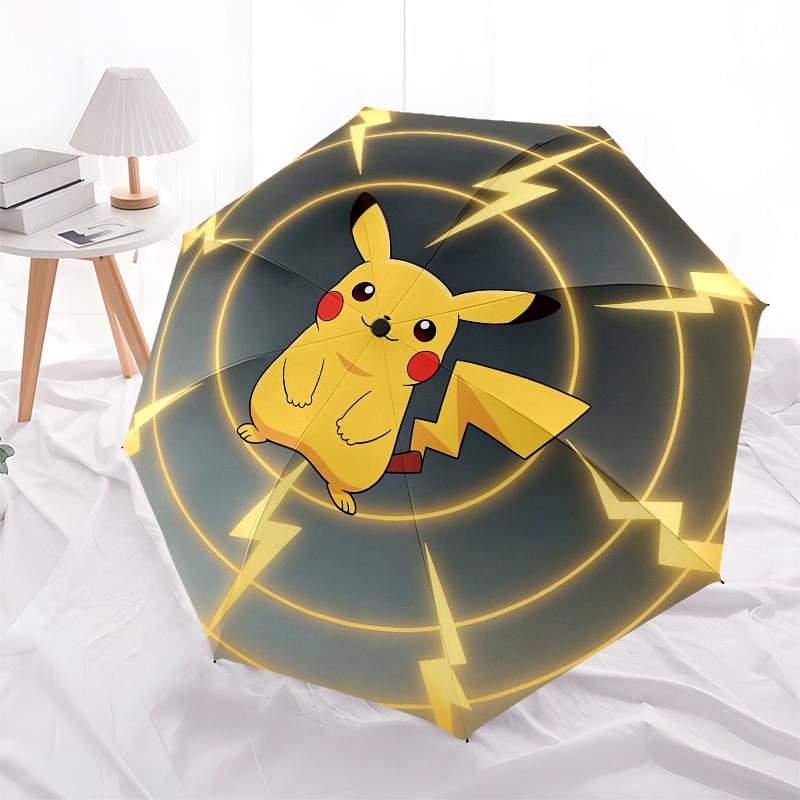 1pc Pikachu Electric Energy Umbrella with Plastic Handle,Suitable for All Seasons Home Travel Outdoor UmbrellaM1092