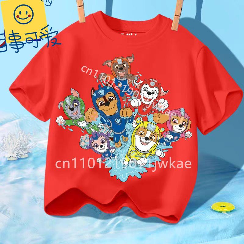 Summer Kids Korean Clothes Baby Casual Tees Cute Birthdays Gifts Paw Patrols Girl Boys T Shirt Cartoon Skye Short Sleeve Tops