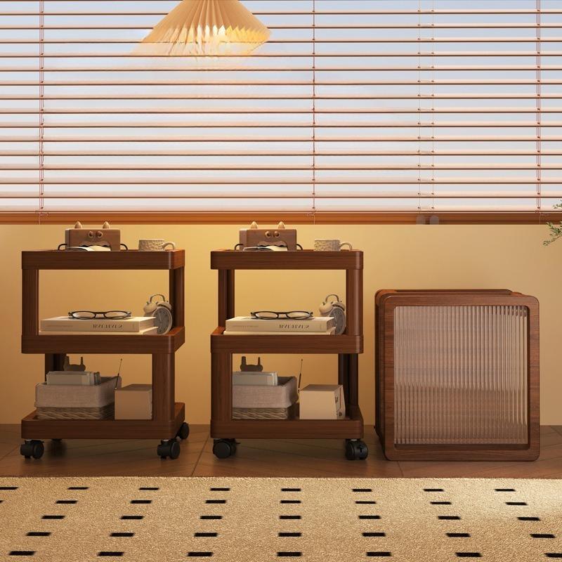 Noptieră Modernă din Acril, Masă Laterală Mică Transparentă cu Depozitare pe 2 Nivele, Dulap Mobil Economisitor de Spațiu pentru Apartament Studio