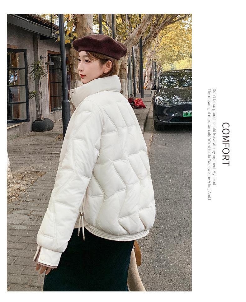 Women’s Short Stand Collar Windproof Thin Slim Winter Jacket