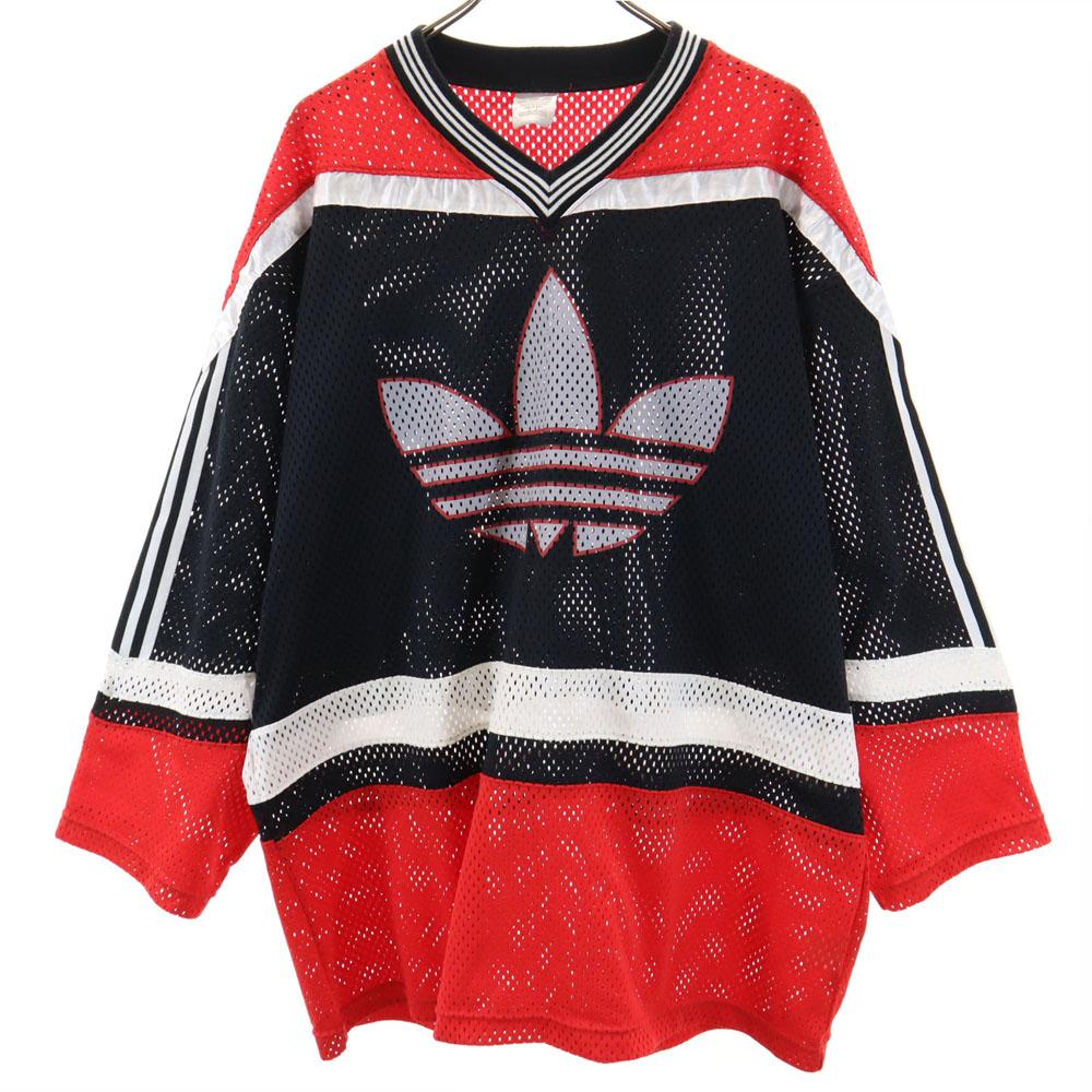 

adidas 80-е Сделано в Японии компанией Descente Винтажный логотип Трилистник Сетчатая олимпийка с длинным рукавом Мужская Б/У
