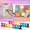 90 PCS Colorful Strong Magnetic Push Pin Magnets, 9 Assorted Color Magnetic Push Pin Magnets for Office, Classroom, Kitchen Home and School, Map