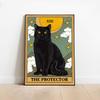 Black Cat The Protector Vintage Poster and Print Tarot Lover Gift Abstract Graffit Canvas Painting Wall Picture for Room No Frame