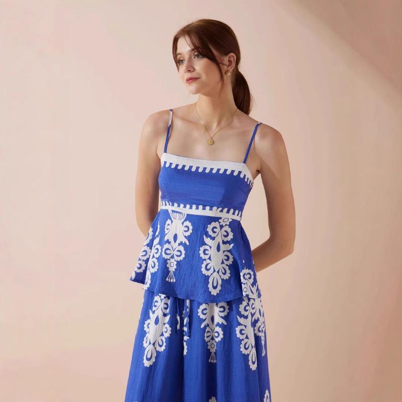 Women's Summer National Style Slim-fit Halter Pant Suit