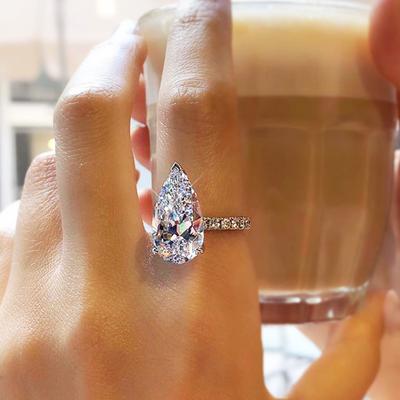Bague de fiançailles de luxe en Zircon pour femmes, grande goutte d'eau, AAA, en forme de poire, élégante, proposition pour petite amie, nouvelle collection