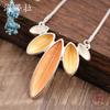 New Apricot-coated Geometric Horse Eye Petal Pendant, Fashionable and High-end Women's Street Versatile Necklace