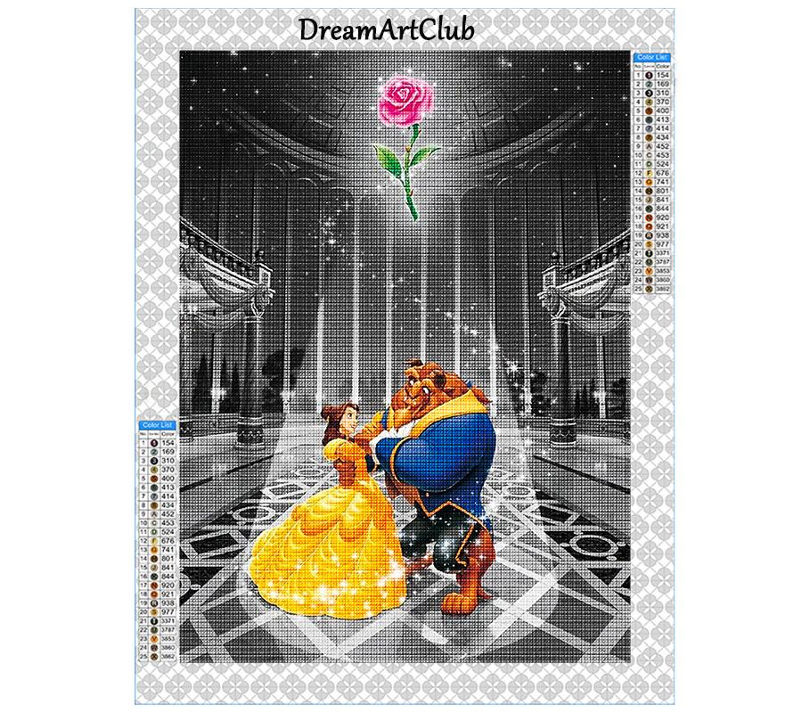 Diamond Mosaic Beauty and The Beast Painting Picture Rhinestones AB Drill Princess Embroidery Cross Stitch Wall Decor
